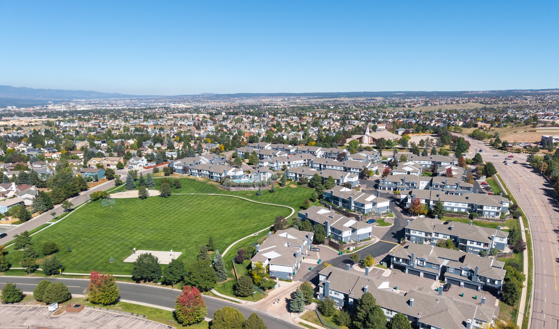 aerial view of a town