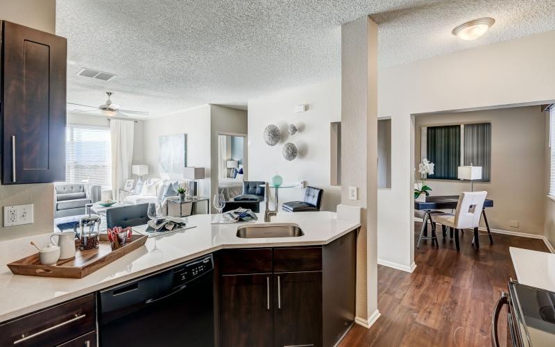 a kitchen with a large island